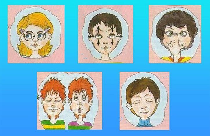 Augenübungen zur Wiederherstellung der Sehkraft.