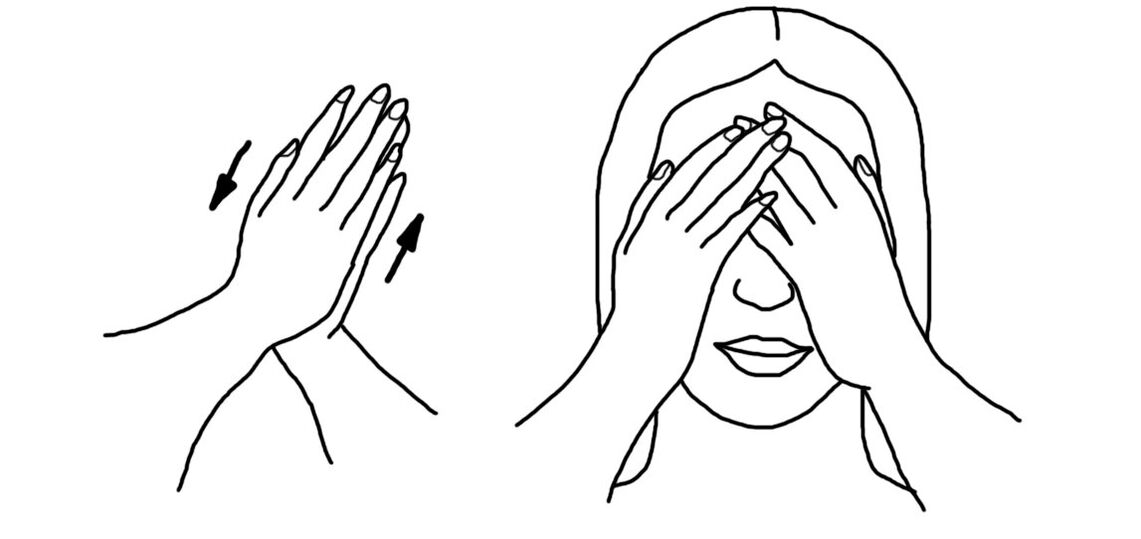 Palming ist eine beliebte Übung, um die Muskeln der Augen zu entspannen.